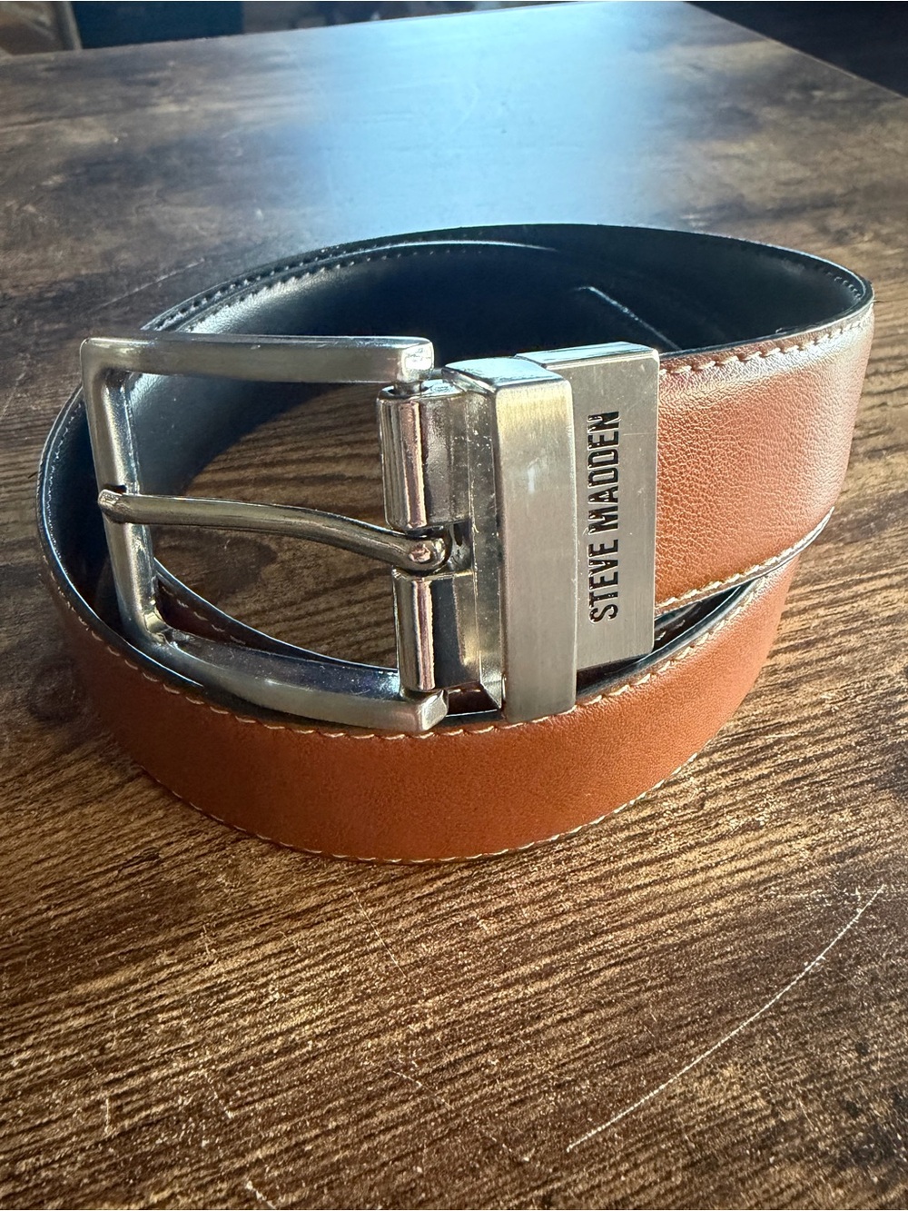 Steve Madden Men's Tan Leather Belt